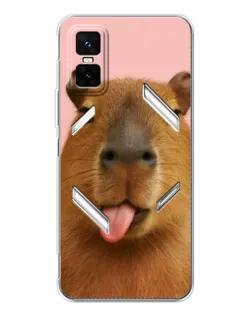Чехол для Infinix GT 30 Pro с картинкой «Капибара с языком»