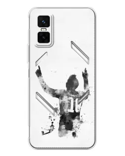 Чохол для Infinix GT 30 Pro з картинкою «Чорно-білий силует Мессі»
