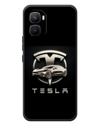 Чехол для Infinix GT 50 Pro с картинкой «Tesla — серебристое авто»