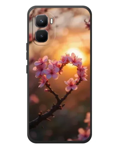 Чехол для Infinix GT 50 Pro с картинкой «Розовый цвет сердце на фоне заката»