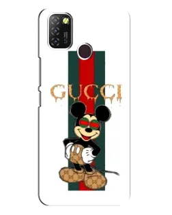 Чехол для Infinix Hot 10 Lite с картинкой «Микки Маус Gucci — полосы»