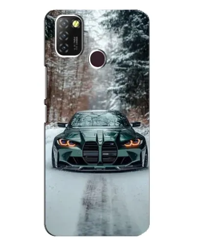 Чехол для Infinix Hot 10 Lite с картинкой «BMW в зимнем лесу»
