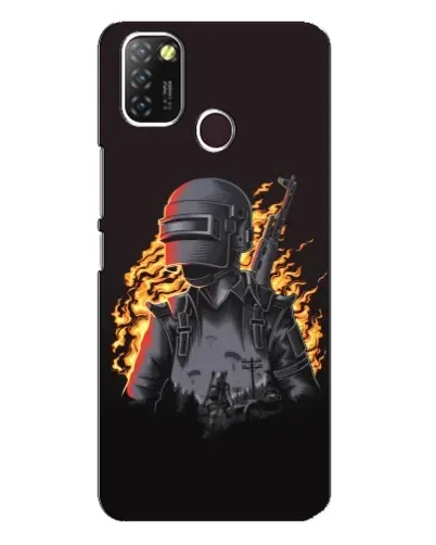 Чехол для Infinix Hot 10 Lite с картинкой «PUBG — огненный силуэт»