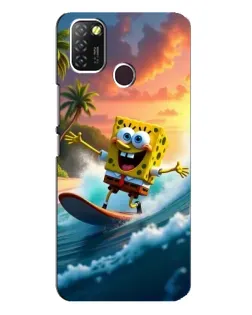 Чехол для Infinix Hot 10 Lite с картинкой «Губка Боб серфингист»
