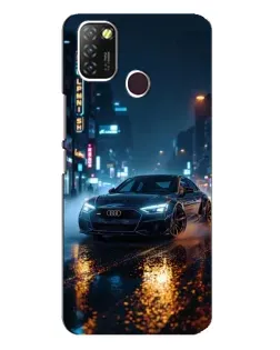 Чехол для Infinix Hot 10 Lite с картинкой «Ночной город и Audi»