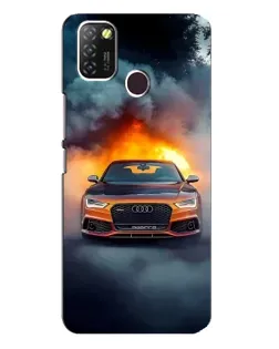 Чехол для Infinix Hot 10 Lite с картинкой «Audi в огненном дыму»