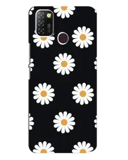 Чехол для Infinix Hot 10 Lite с картинкой «Ромашки на черном»