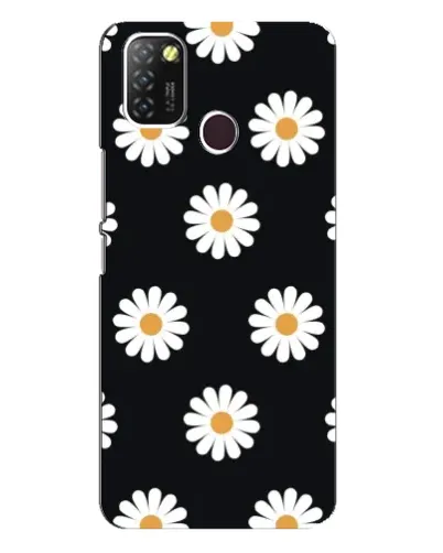 Чехол для Infinix Hot 10 Lite с картинкой «Ромашки на черном»