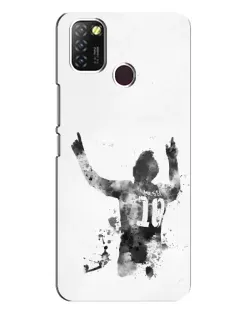 Чехол для Infinix Hot 10 Lite с картинкой «Черно-белый силуэт Месси»