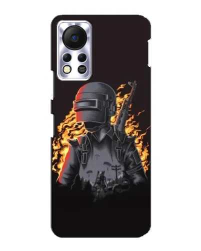 Чехол для Infinix Hot 11s с картинкой «PUBG — огненный силуэт»