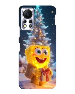 Чехол для Infinix Hot 11s с картинкой «Рождественский Спанч Боб»
