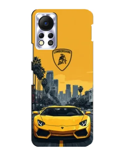 Чехол для Infinix Hot 11s с картинкой «Желтый Lamborghini город»