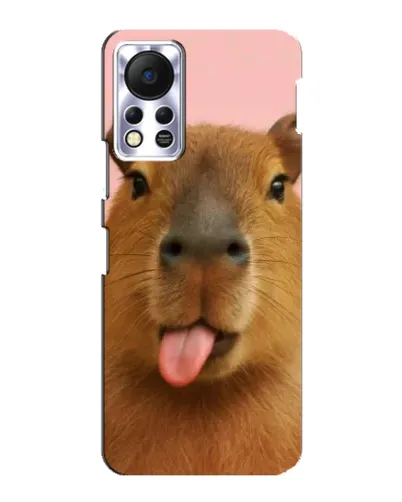 Чехол для Infinix Hot 11s с картинкой «Капибара с языком»