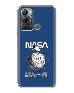 Чехол для Infinix Hot 12 Play с картинкой «NASA — лунная миссия»