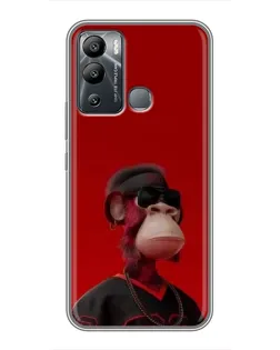 Чехол для Infinix Hot 12 Play с картинкой «Bored Ape в красном»