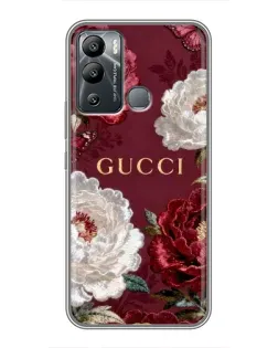 Чохол для Infinix Hot 12 Play з картинкою «Gucci — бордові троянди»