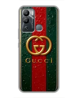 Чохол для Infinix Hot 12 Play з картинкою «Gucci — фірмова смуга та золото»