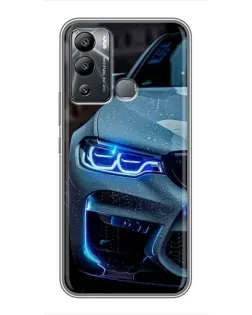 Чехол для Infinix Hot 12 Play с картинкой «Взгляд BMW с синими фарами» Чехол для Infinix Hot 12 Play с картинкой «Взгляд BMW с синими фарами»