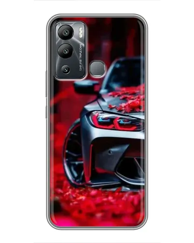 Чехол для Infinix Hot 12 Play с картинкой «Спортивная BMW и цветы»