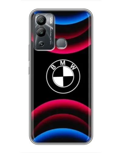 Чехол для Infinix Hot 12 Play с картинкой «Логотип BMW и неоновые дуги»