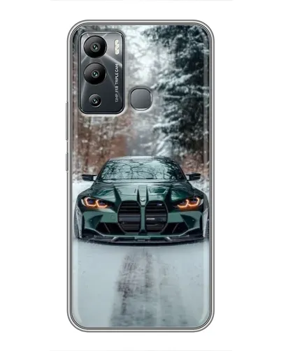 Чехол для Infinix Hot 12 Play с картинкой «BMW в зимнем лесу»