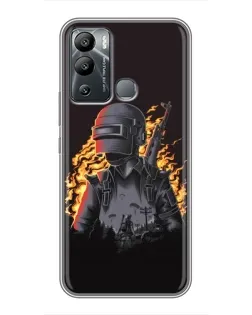 Чехол для Infinix Hot 12 Play с картинкой «PUBG — огненный силуэт»