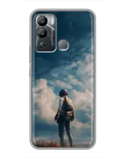 Чехол для Infinix Hot 12 Play с картинкой «Герой PUBG на скале»