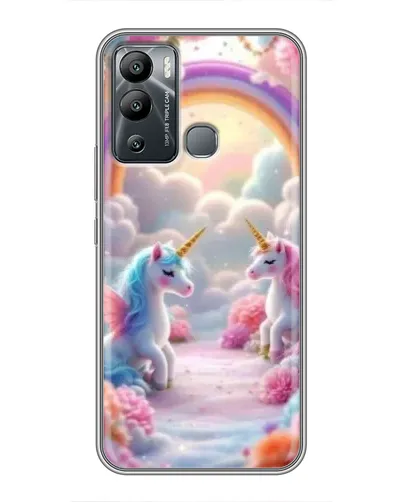 Чехол для Infinix Hot 12 Play с картинкой «Радуга и единороги»