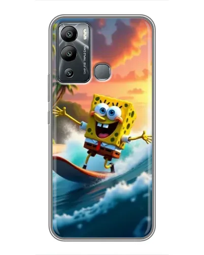 Чехол для Infinix Hot 12 Play с картинкой «Губка Боб серфингист»