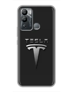 Чехол для Infinix Hot 12 Play с картинкой «Стальной логотип Tesla»