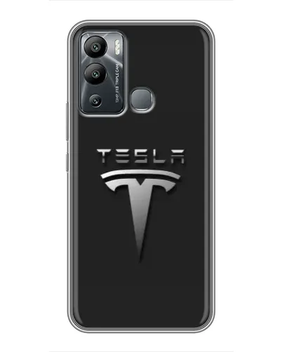 Чехол для Infinix Hot 12 Play с картинкой «Стальной логотип Tesla»