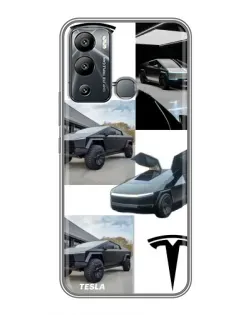 Чехол для Infinix Hot 12 Play с картинкой «Коллаж Cybertruck Tesla»
