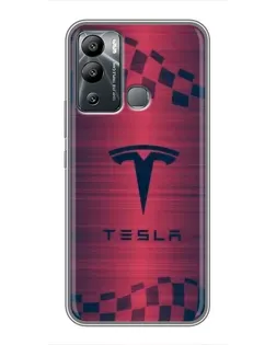 Чехол для Infinix Hot 12 Play с картинкой «Тесла красный карбон»
