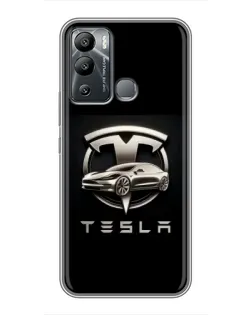 Чехол для Infinix Hot 12 Play с картинкой «Tesla — серебристое авто»