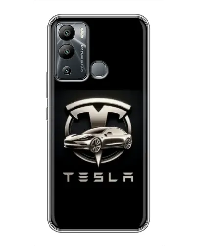 Чехол для Infinix Hot 12 Play с картинкой «Tesla — серебристое авто»