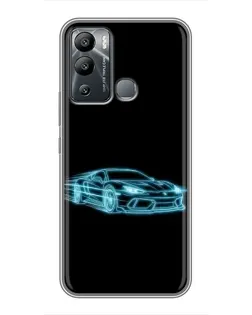 Чехол для Infinix Hot 12 Play с картинкой «Неоновый контур Lamborghini»