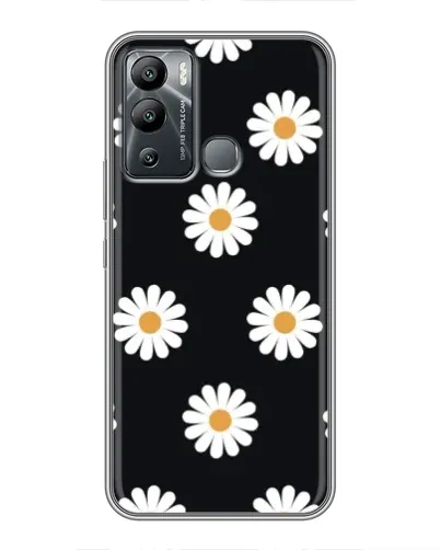 Чехол для Infinix Hot 12 Play с картинкой «Ромашки на черном»