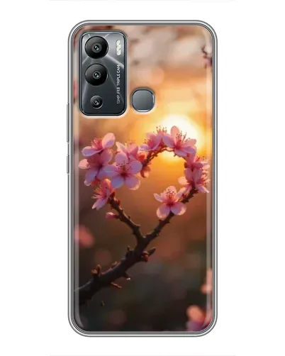 Чехол для Infinix Hot 12 Play с картинкой «Розовый цвет сердце на фоне заката»