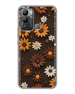 Чехол для Infinix Hot 12 Play с картинкой «Узор из маленьких подсолнухов»