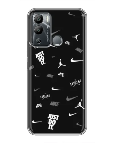 Чехол для Infinix Hot 12i с картинкой «Nike Black Pattern»