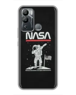 Чехол для Infinix Hot 12i с картинкой «NASA — шагаем по Луне»