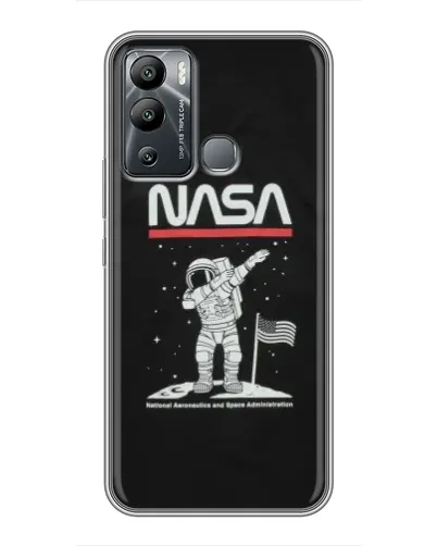 Чехол для Infinix Hot 12i с картинкой «NASA — шагаем по Луне»
