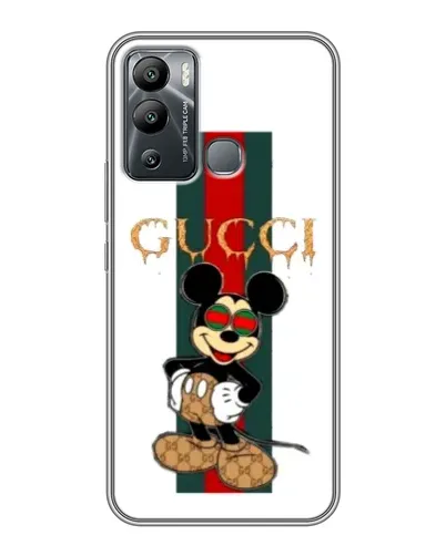 Чехол для Infinix Hot 12i с картинкой «Микки Маус Gucci — полосы» Чехол для Infinix Hot 12i с картинкой «Микки Маус Gucci — полосы»