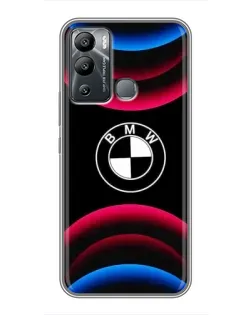 Чехол для Infinix Hot 12i с картинкой «Логотип BMW и неоновые дуги»
