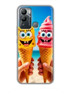 Чехол для Infinix Hot 12i с картинкой «Спанч Боб мороженое»