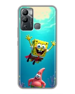 Чехол для Infinix Hot 12i с картинкой «Спанч Боб под водой»