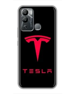 Чехол для Infinix Hot 12i с картинкой «Tesla Red Logo»