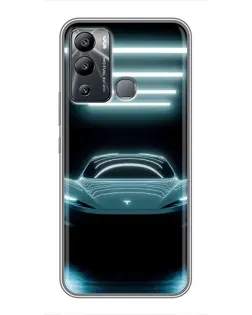 Чехол для Infinix Hot 12i с картинкой «Tesla в неоне»