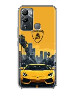 Чехол для Infinix Hot 12i с картинкой «Желтый Lamborghini город»