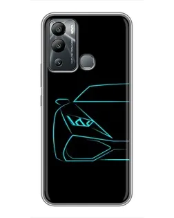 Чехол для Infinix Hot 12i с картинкой «Голубой силуэт Lamborghini»